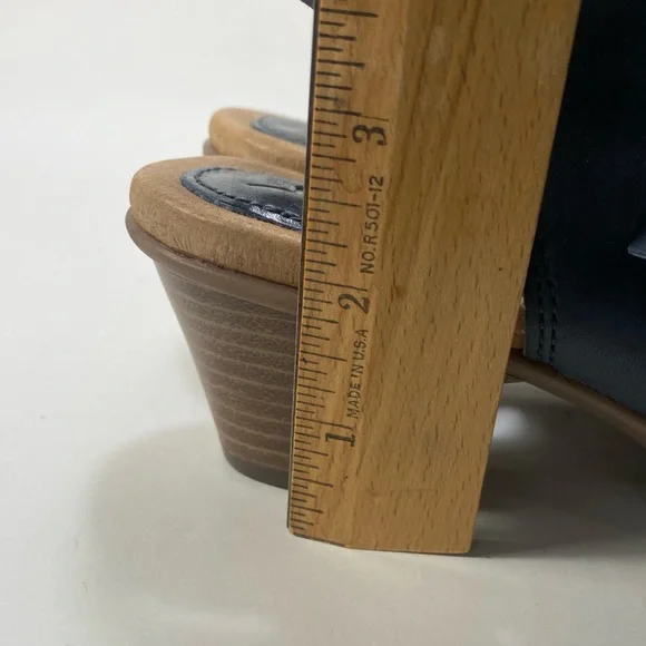 Earth Kristy Admiral Blue Leather Heel Zipper Velcro Sandals 7.5 B - Picture 9 of 16